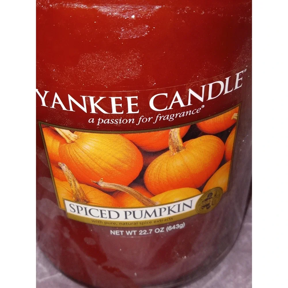 Yankee Candle Spiced Pumpkin 22oz Large Jar Candle Rustic Harvest Halloween Fall
